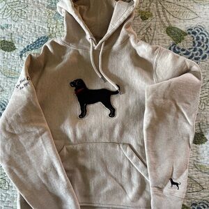 The Black Dog Tan Hoodie with Black Dog Embroidery Size: Child Large